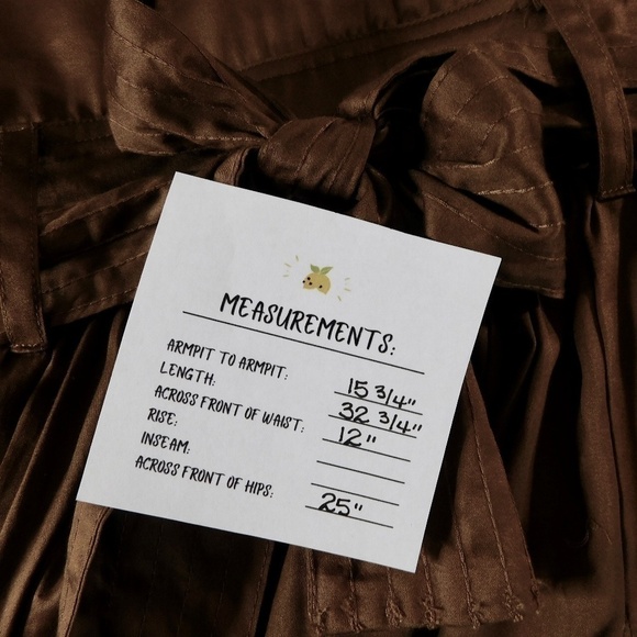 NWT!! LAROQUE Emma Dress Solid Brown Tie Waist Puff Sleeves Pleated X-Small - Picture 13 of 13